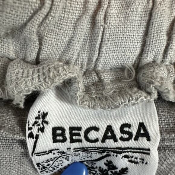 Becasa Womens Linen‎ Wide Leg Pants Size M Gray Beachy Lagenlook Bohemian Travel - Picture 4 of 7